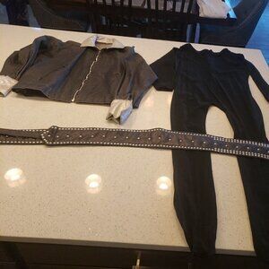 80s Rocker Costume heavy Metal Leotard Jacket Belt new wave Halloween cosplay